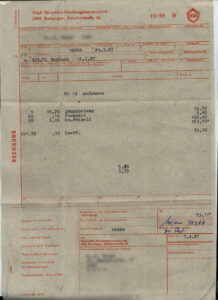 Transportrechnung für Bungalow